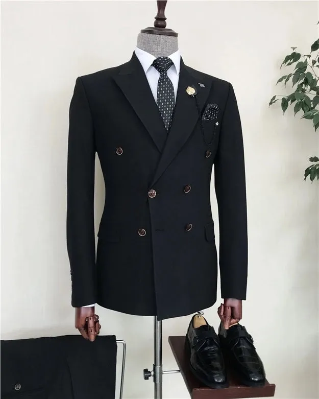 Black Double Breasted 2 Piece Suit by Italian Vega®