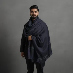 Black - Kumaun Handwoven Pure Merino Wool Shawl for Men 01