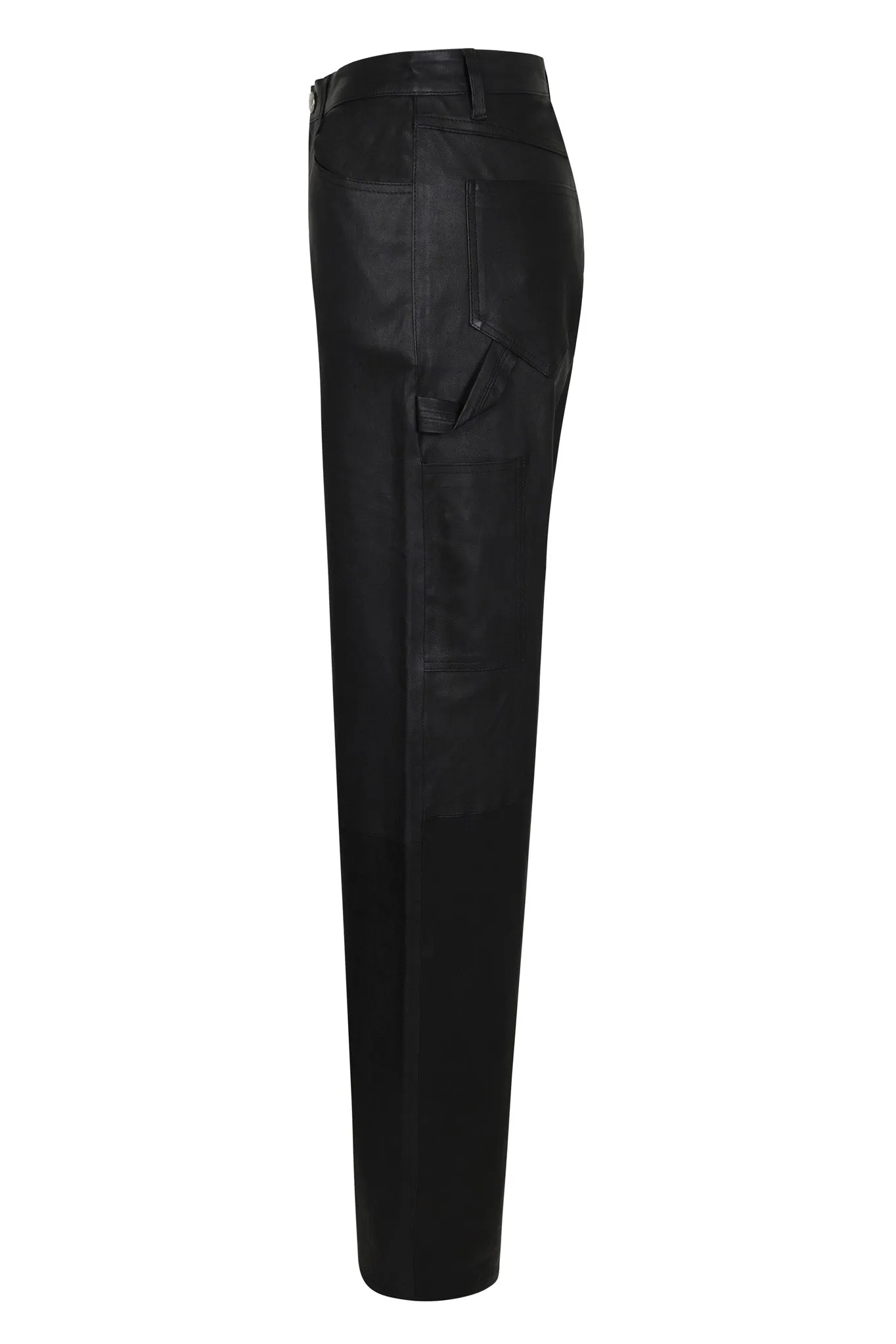 Black Leather Carpenter Pants