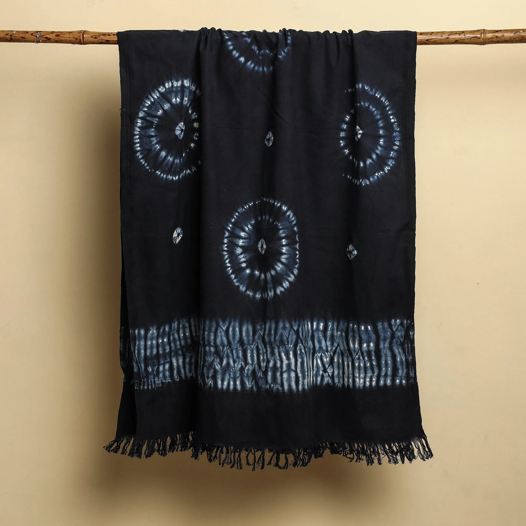 Black - Shibori Tie & Dye Pure Handloom Cotton Bath Towel