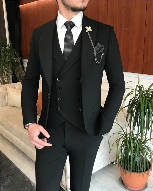 Black Single Breasted 3 Piece Suit by Italian Vega® [James Bond Edition]