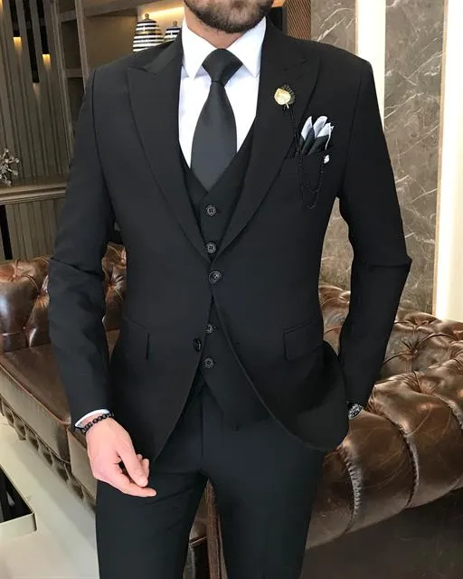 Black Single Breasted 3 Piece Suit by Italian Vega® [John Wick Edition]