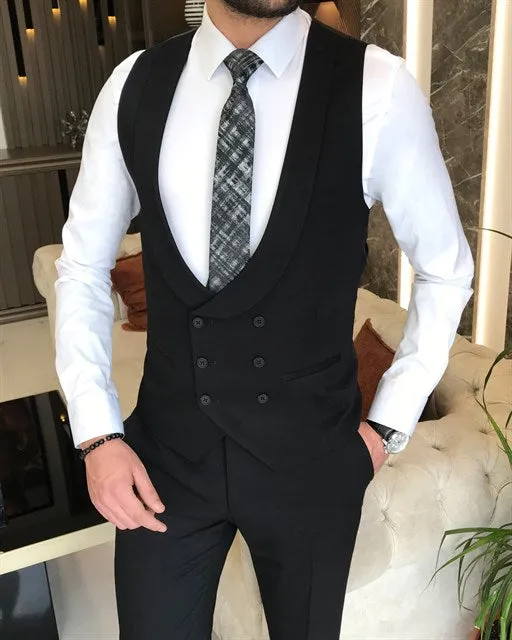 Black Single Breasted 3 Piece Suit by Italian Vega®