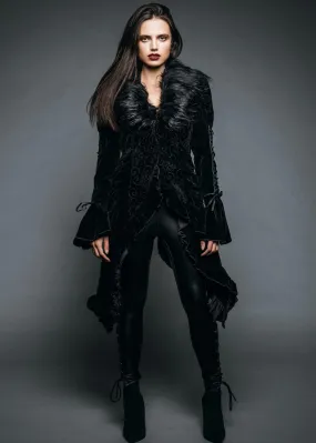 Black Velvet Empress Jacket with Faux Fur Collar