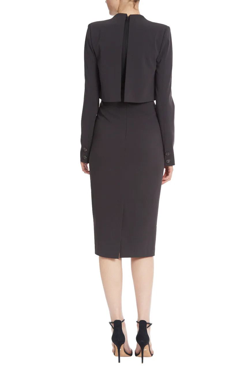 Blouson Dress with Pencil Skirt - Charcoal