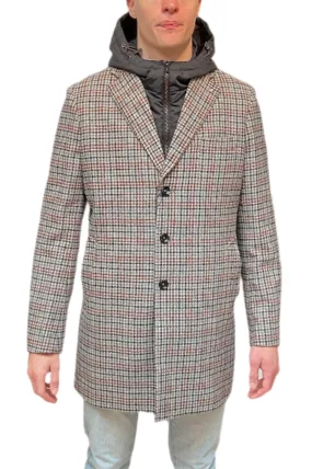 BLUE INDUSTRY Check Coat with Hood | BROWN