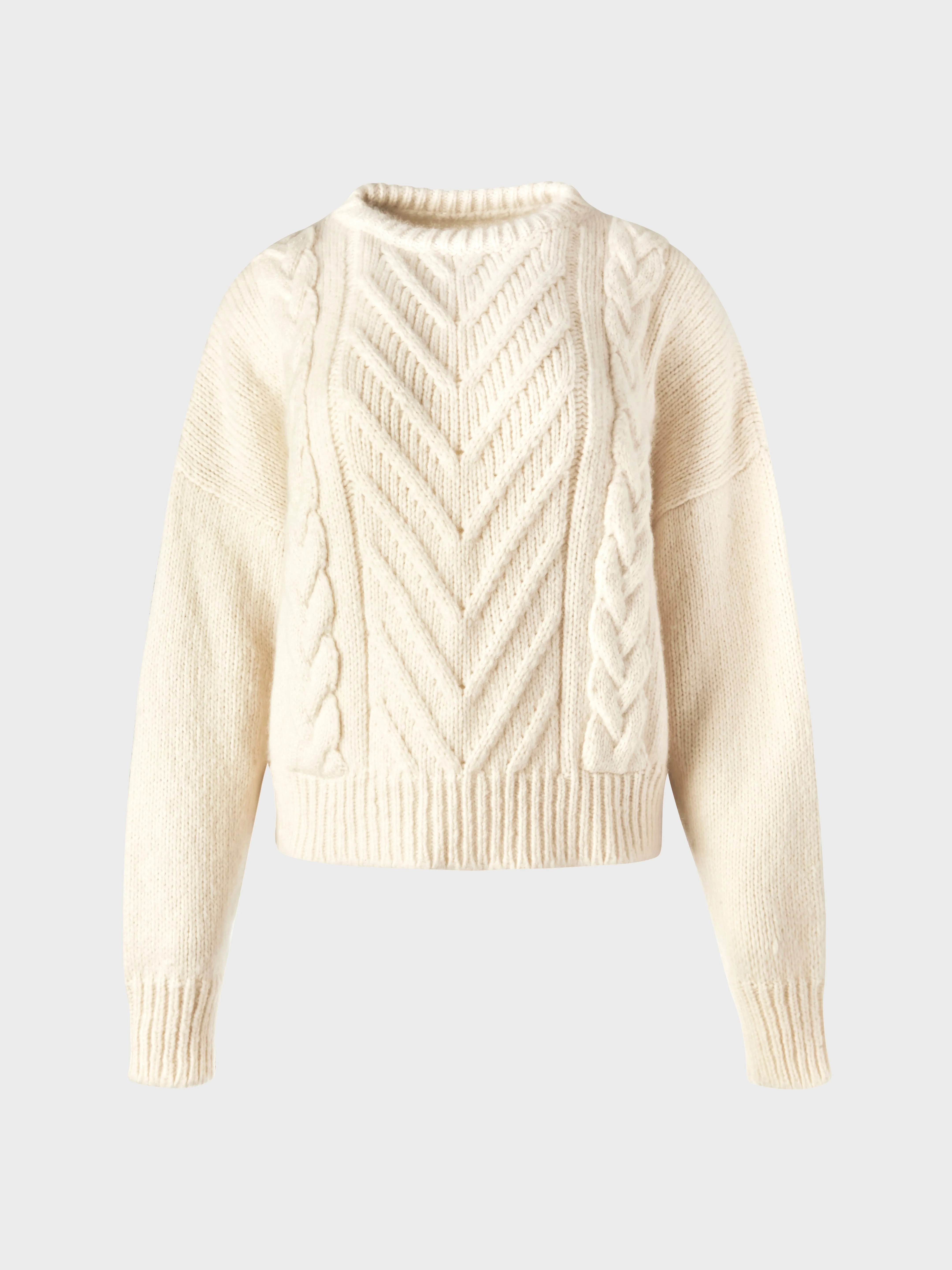 Boxy Cable Knit Cashmere Sweater