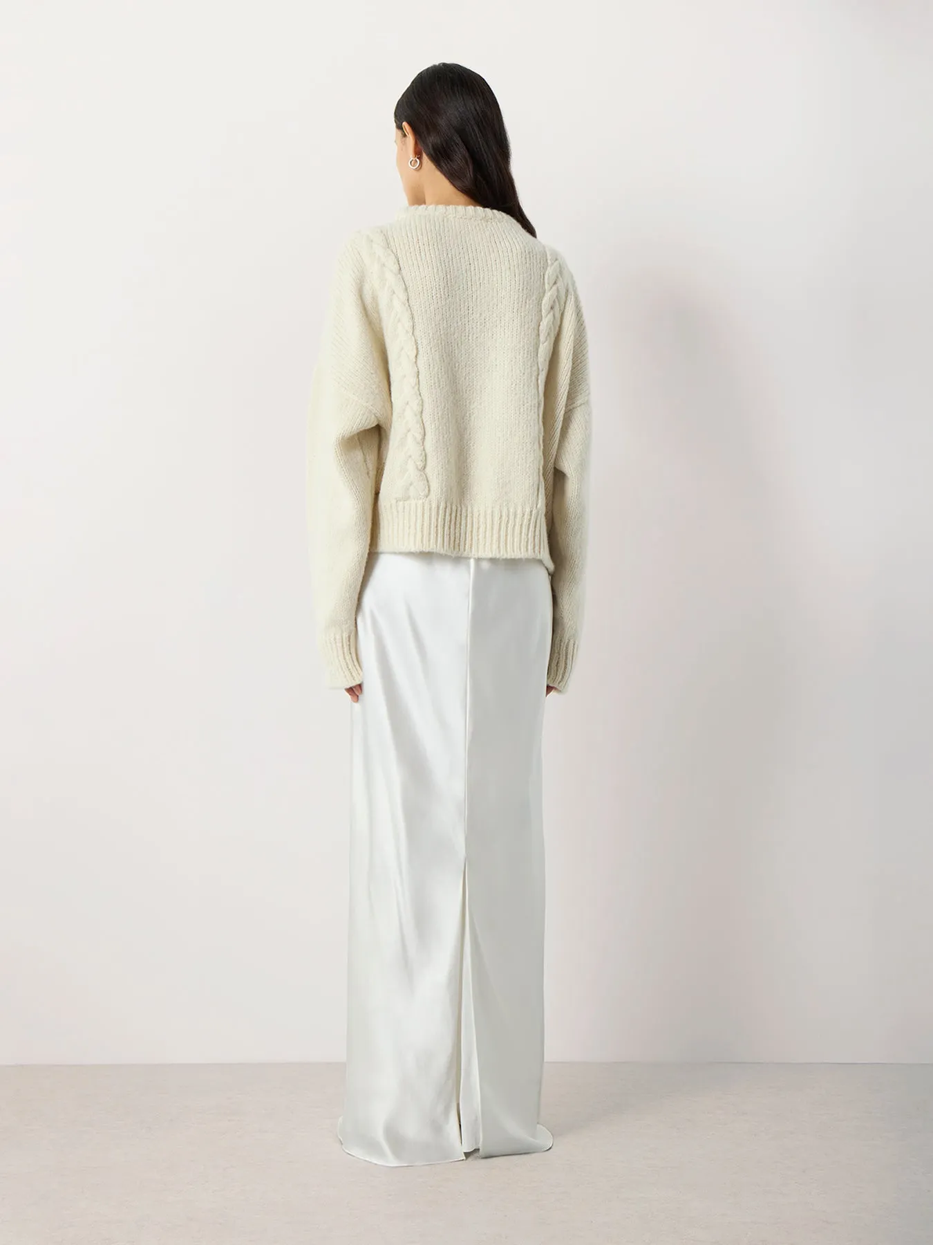 Boxy Cable Knit Cashmere Sweater