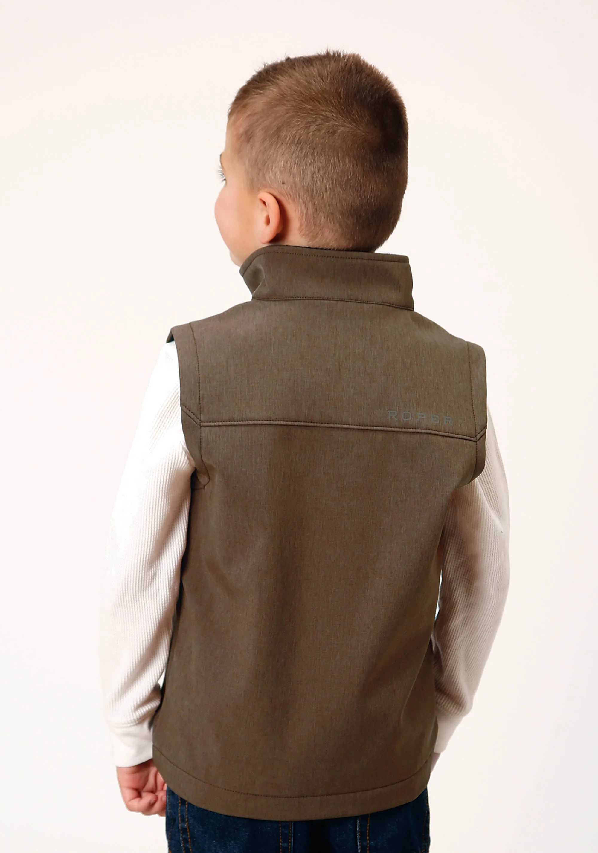 BOYS  HEATHER MOCHA SOFT SHELL TECH VEST