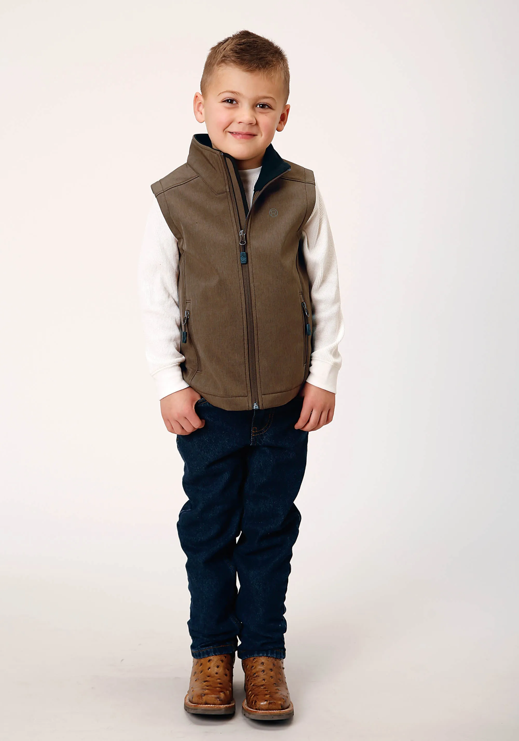 BOYS  HEATHER MOCHA SOFT SHELL TECH VEST