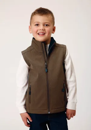 BOYS  HEATHER MOCHA SOFT SHELL TECH VEST