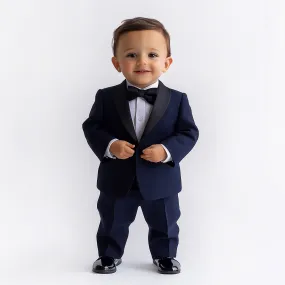 Boys Navy Shawl Tuxedo Suit