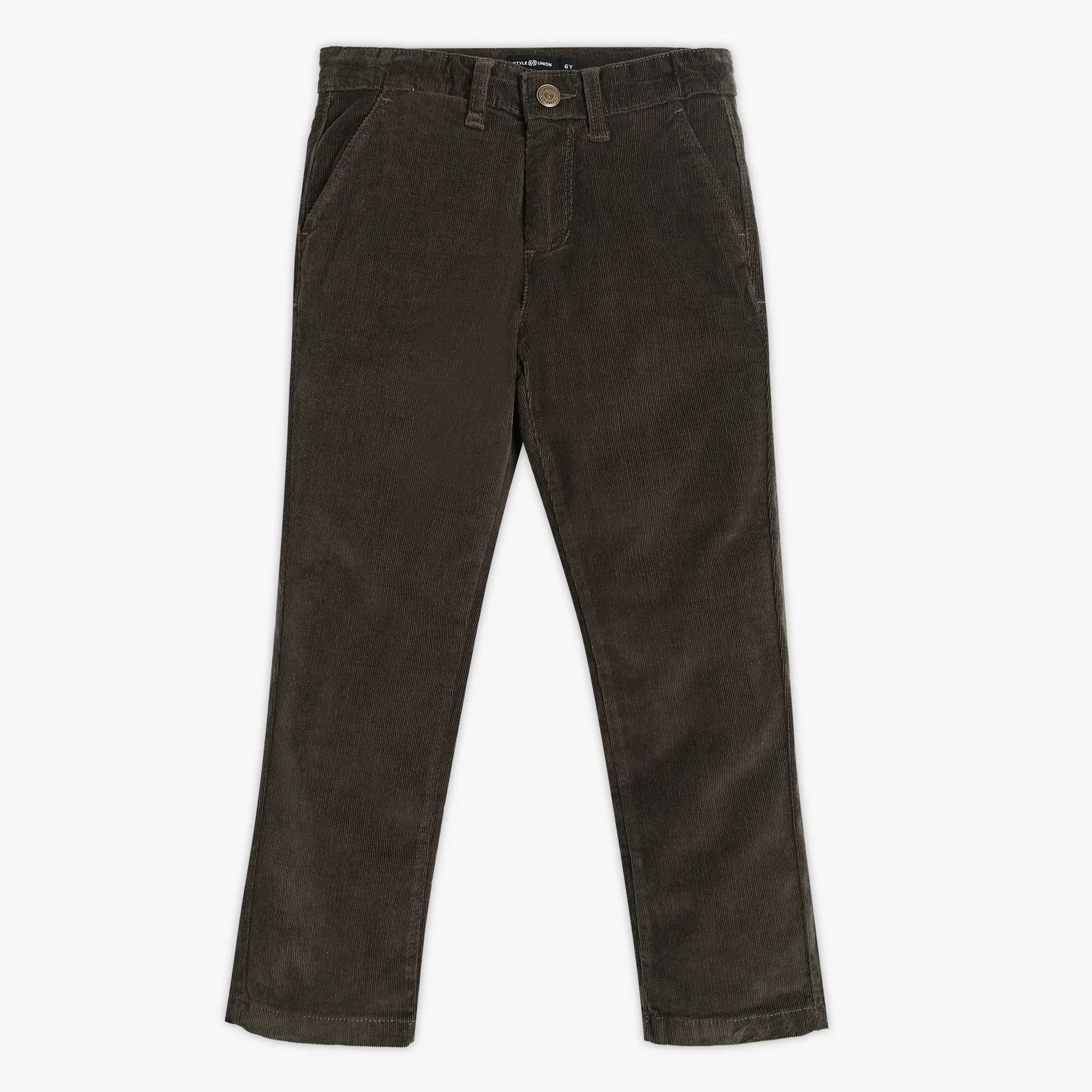 Boys Regular Fit Solid Mid Rise Trousers