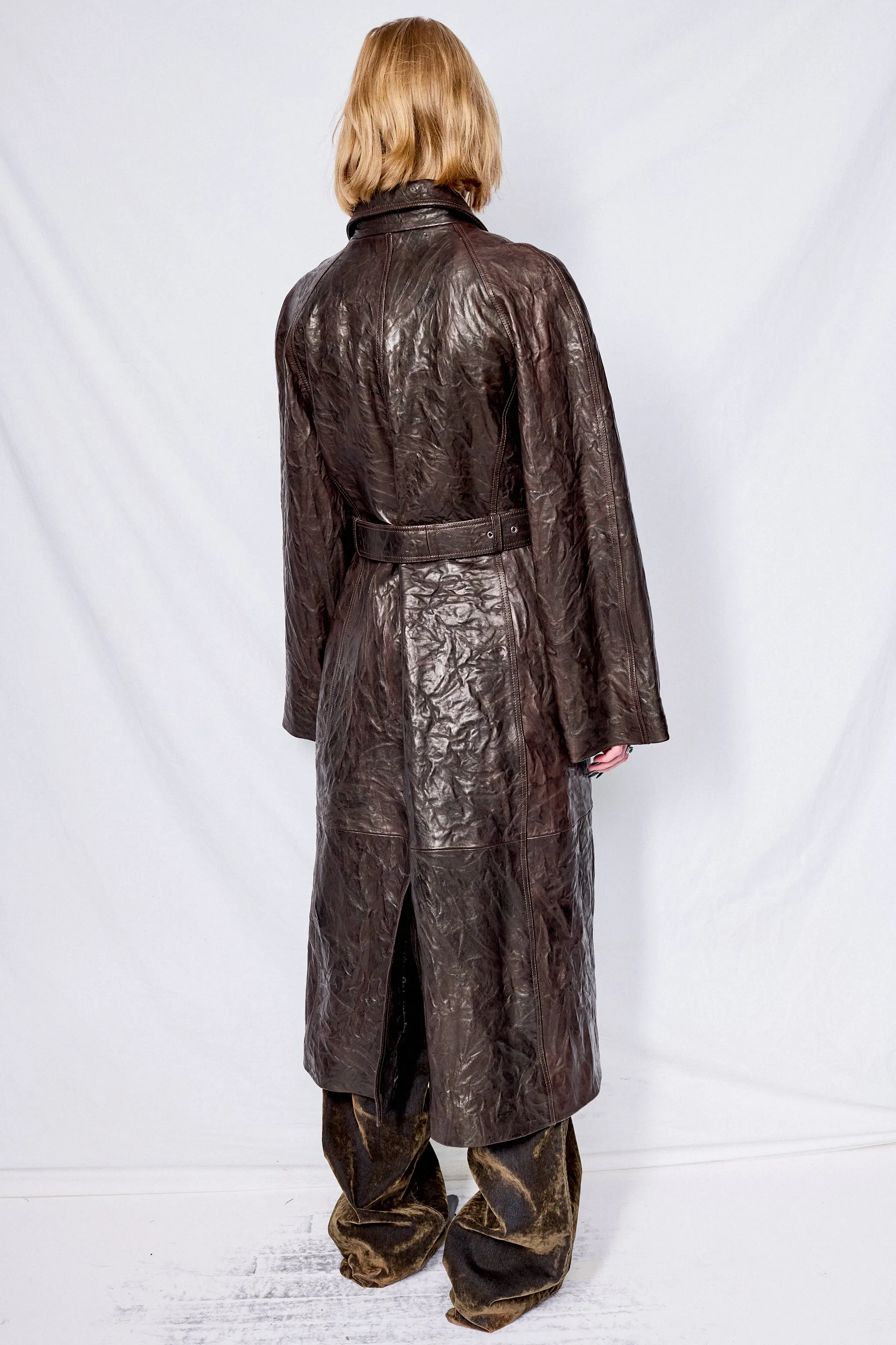 Brown Leather Trench Coat