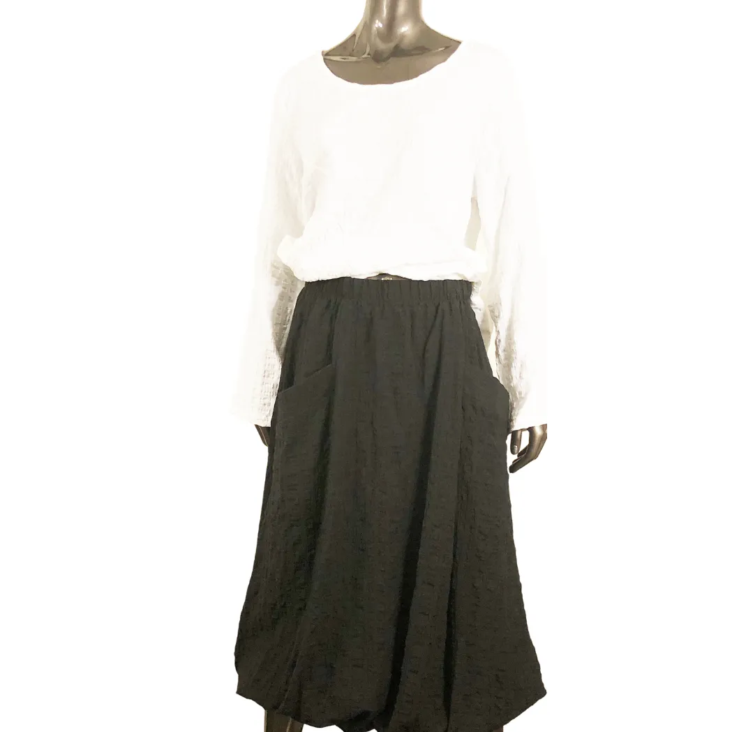 Bubble Hem Midi Skirt - Pebble