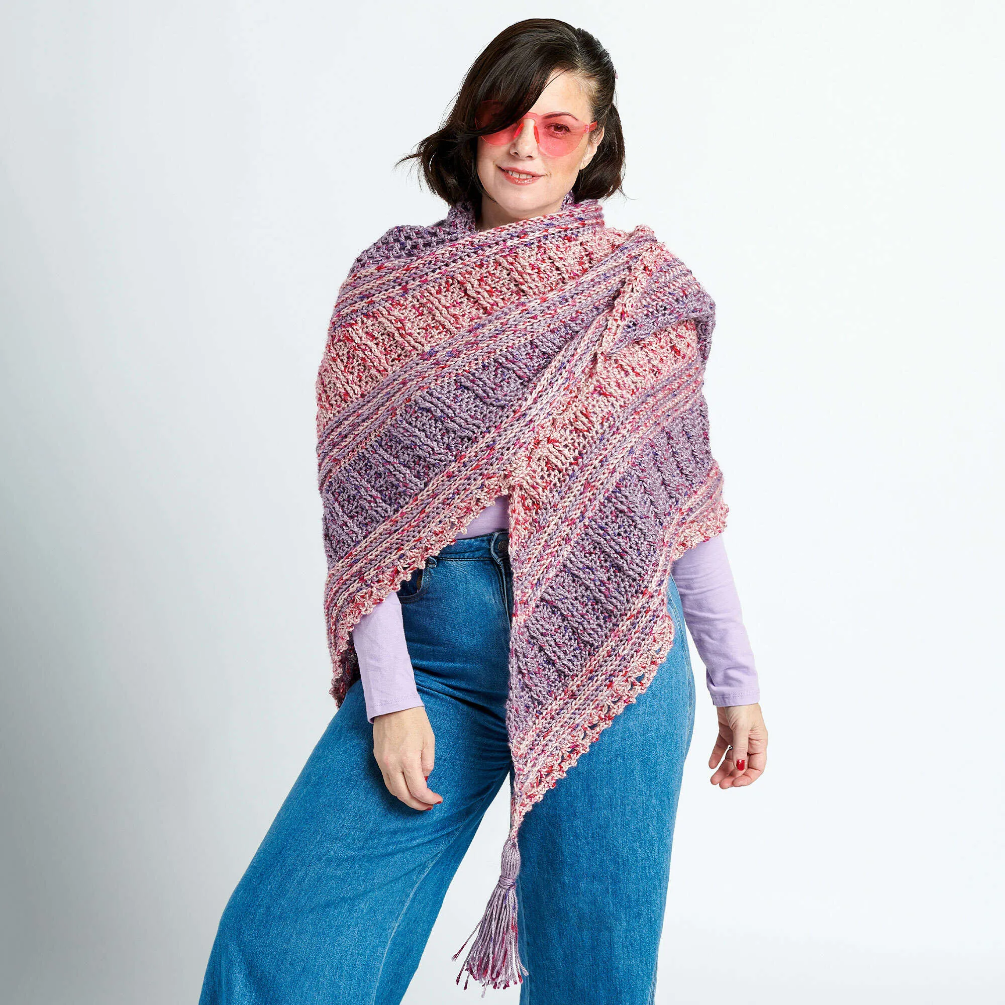 Caron Textured Triangular Crochet Shawl