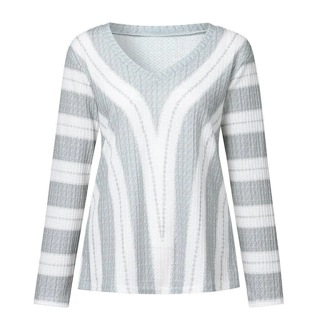 Casual Knitted Loose V-Neck Sweater — Cozy Women's Sweater