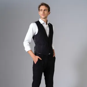 Cavalier Black Linen Waist Coat