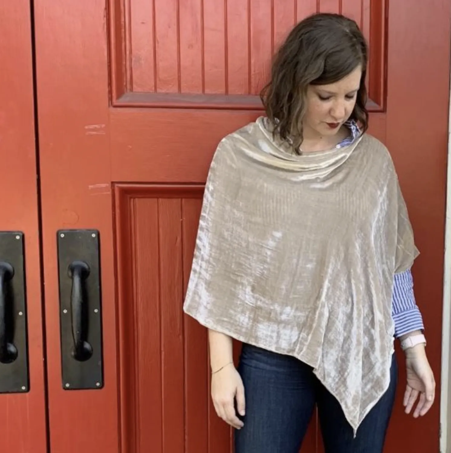 Champagne Silk Velvet Poncho