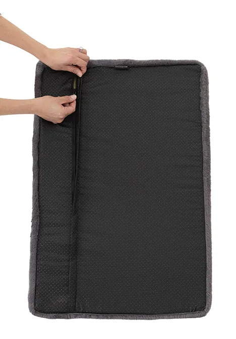 Charcoal Faux Fur Crate Mat