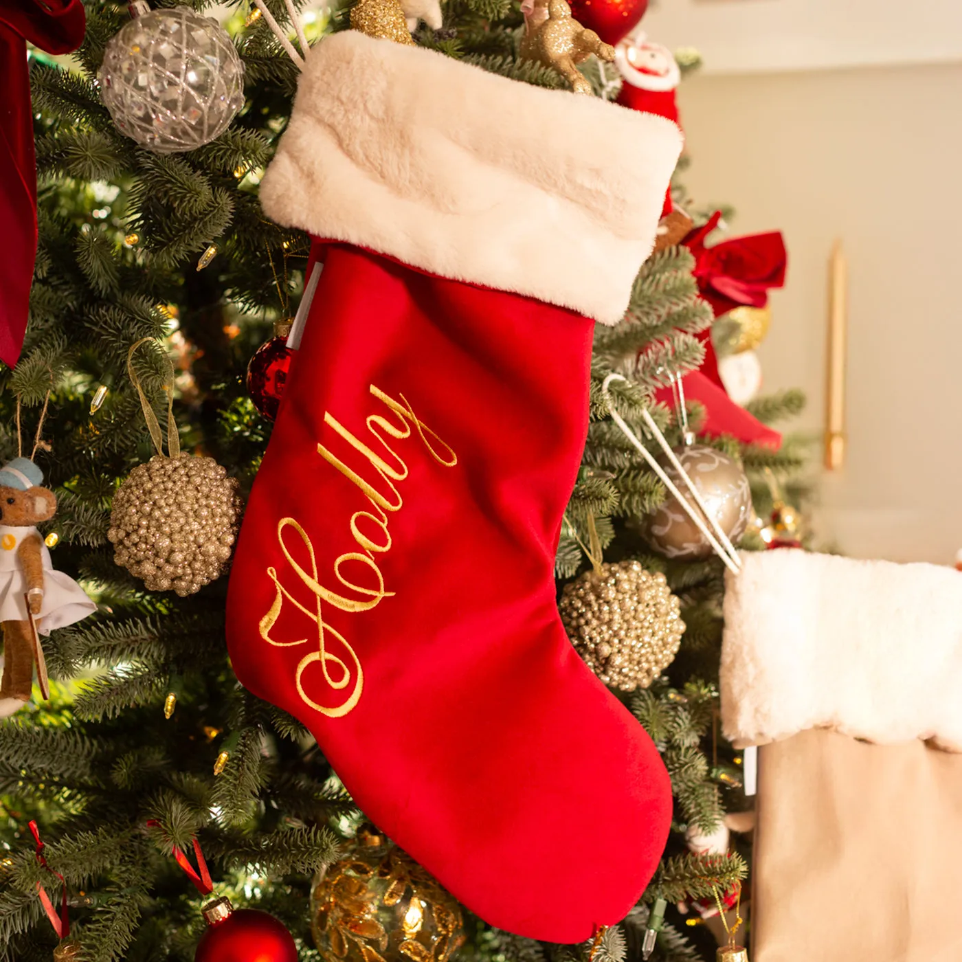 Christmas Stocking in Red Velvet by Lords & Labradors