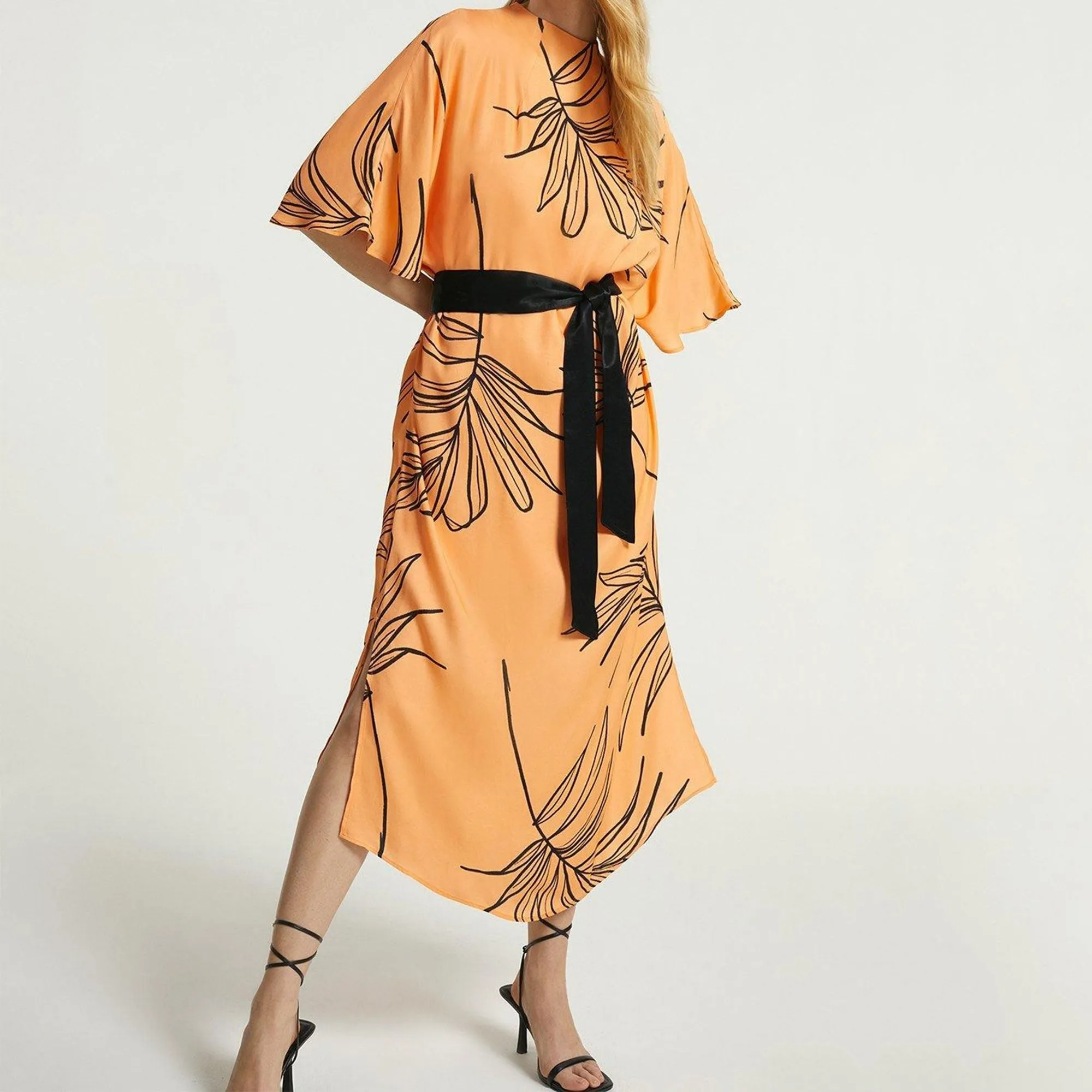 Citrus Leaf Elegance Bliss Kaftan Dress -  J5856