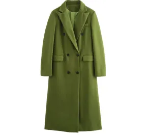 Classic Olive Double-Breasted Overcoat