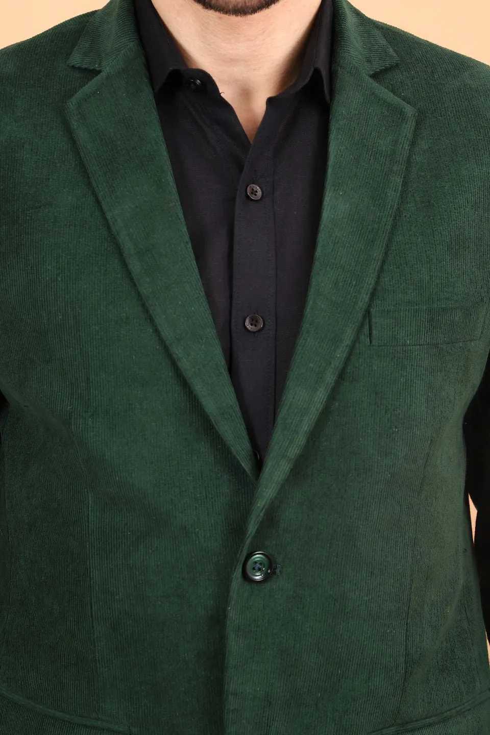 Corduroy Cotton Green Blazer