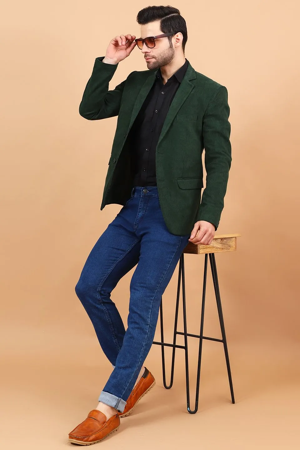 Corduroy Cotton Green Blazer