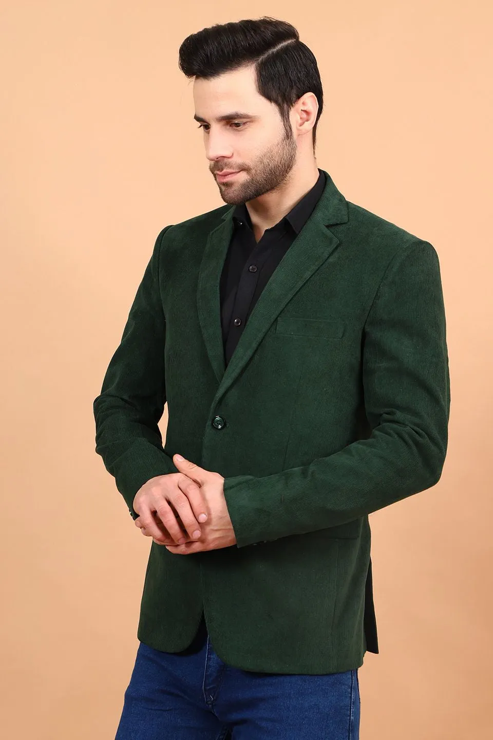 Corduroy Cotton Green Blazer