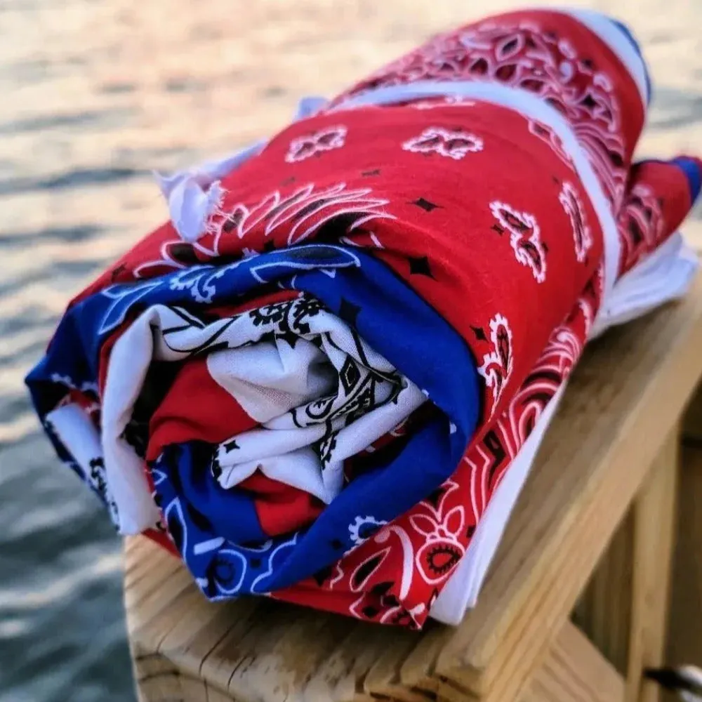 Cotton Patchwork RWB Bandana Blanket