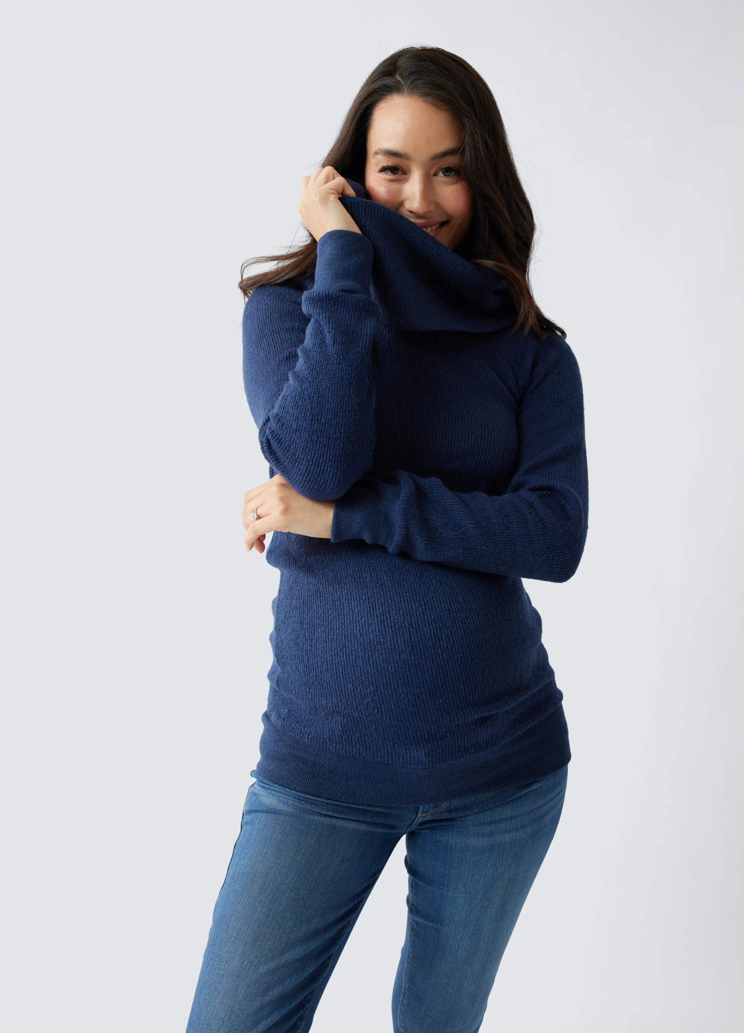 Cowl Neck Maternity Tunic Sweater