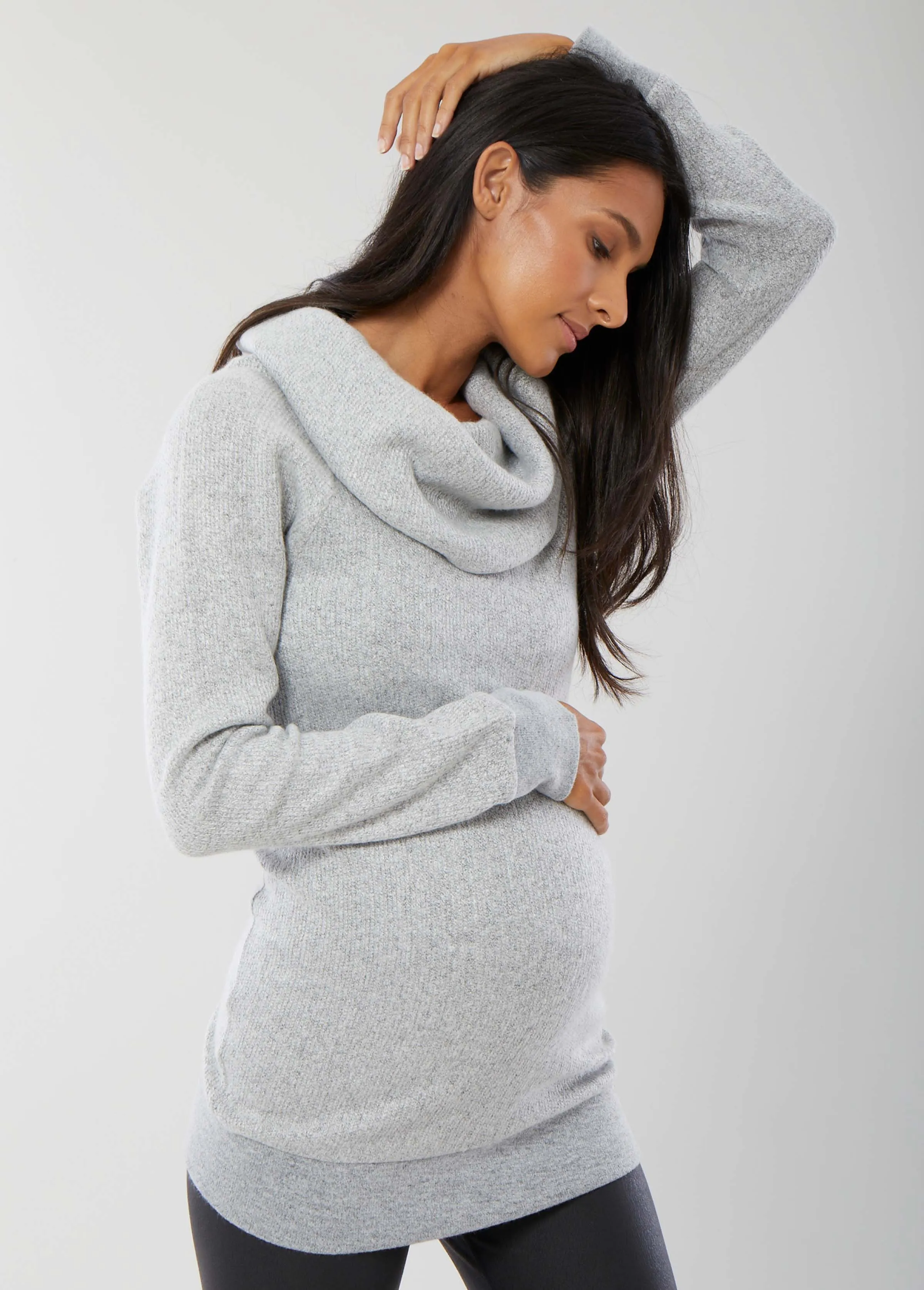 Cowl Neck Maternity Tunic Sweater