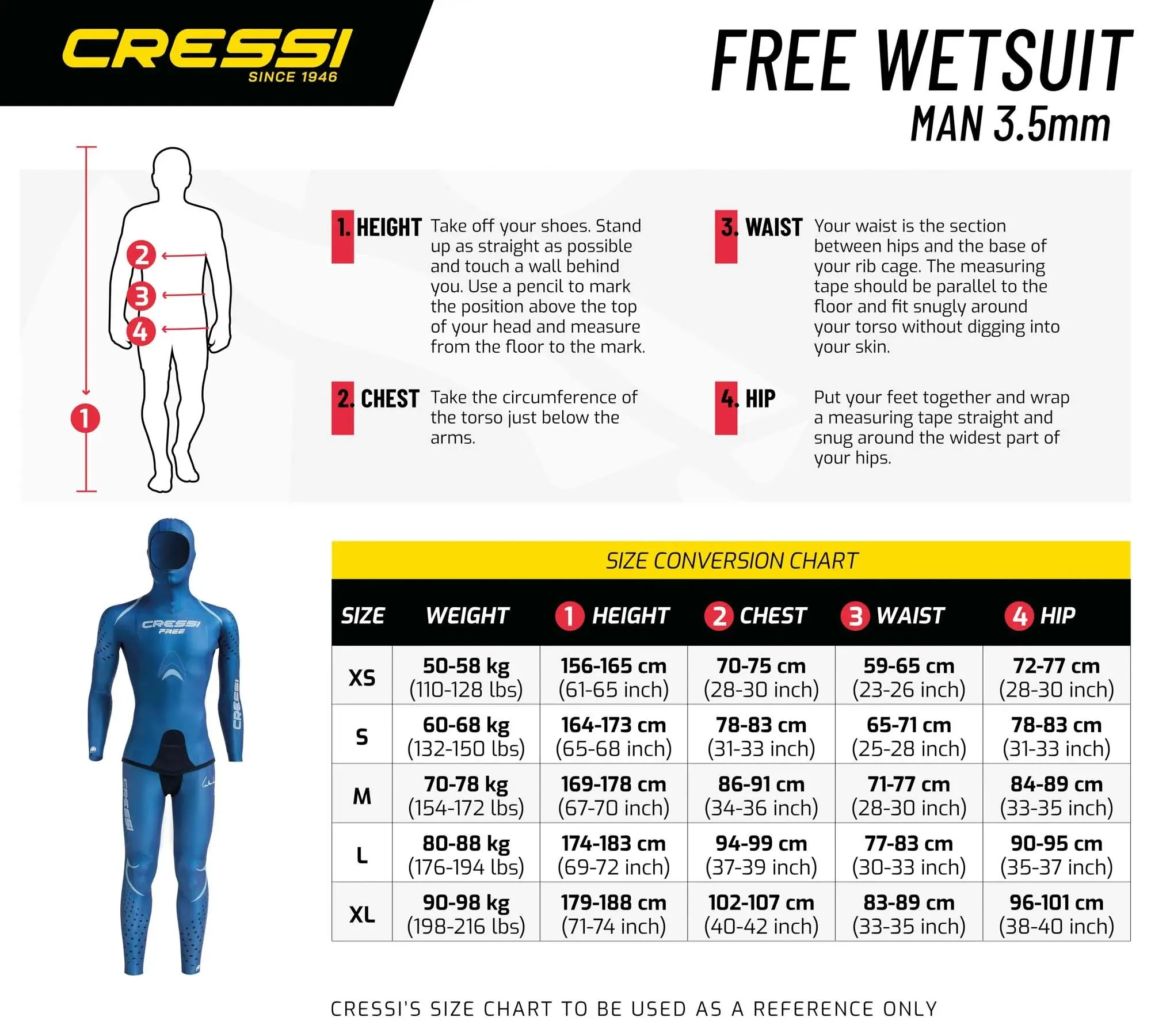 Cressi Free Man Two-Piece Freediving Wetsuit (3.5mm)