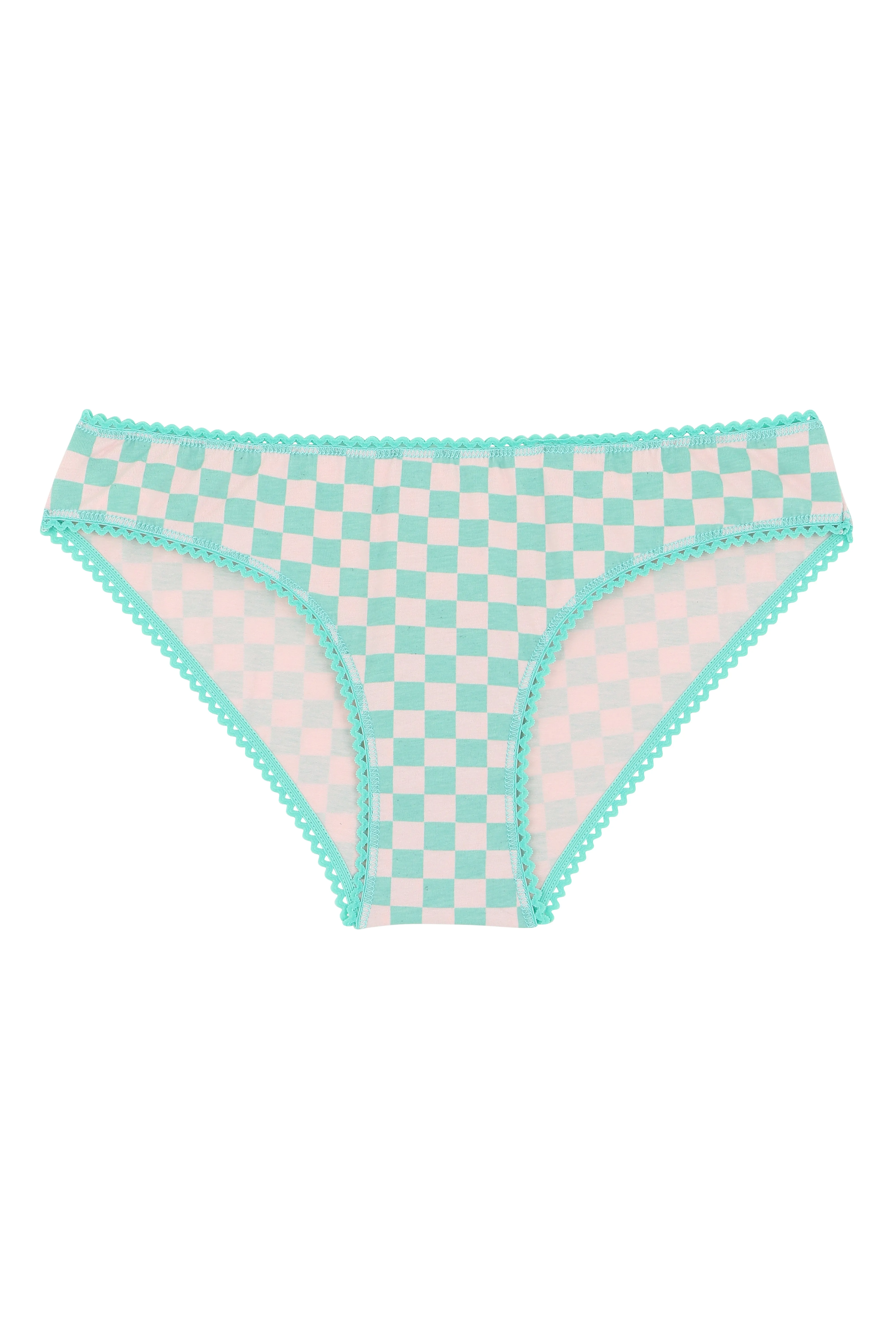 Culotte Coton BIO - Damier Rose et Menthe