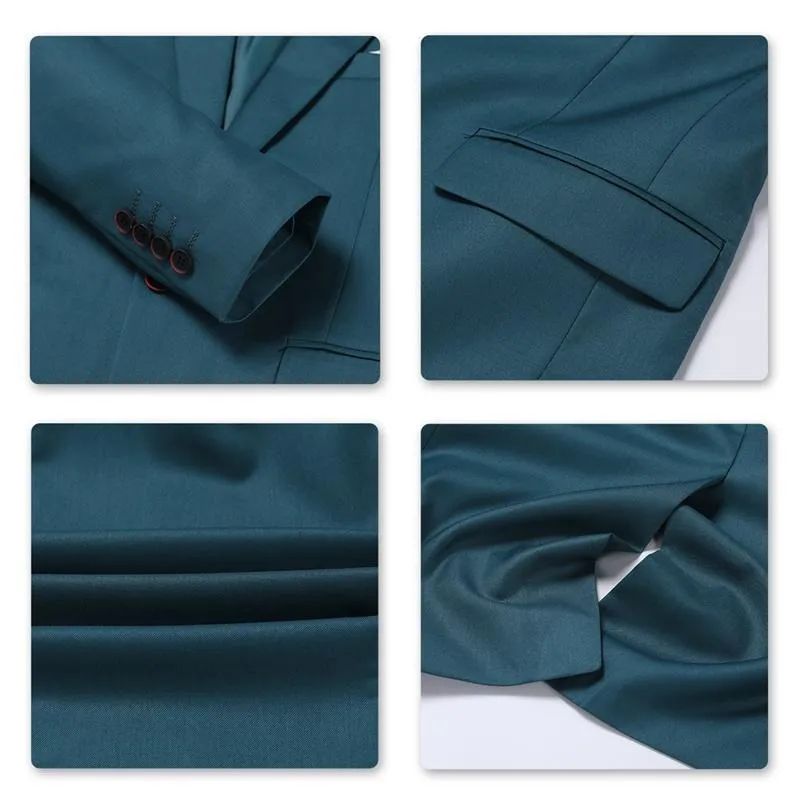 DarkCyan 3-Piece Suit Slim Fit Two Button Suit