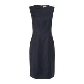 Delray Asymmetric Neck Virgin Blue Wool Dress