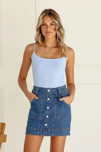 Denim Button Skirt