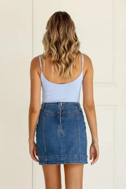 Denim Button Skirt