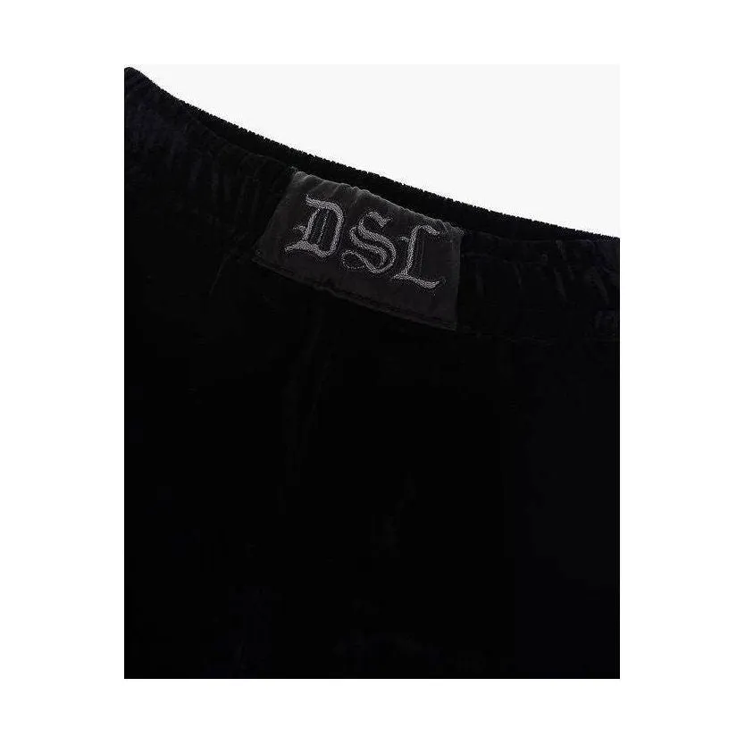 Diesel Girls Black Velvet Joggers with White Sides