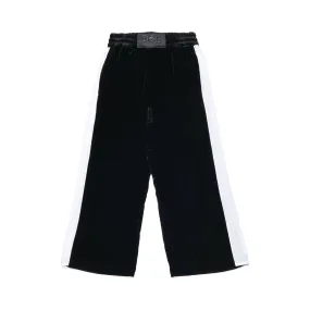 Diesel Girls Black Velvet Joggers with White Sides