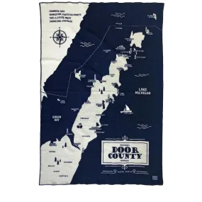 Door County Map Wool Throw Blanket