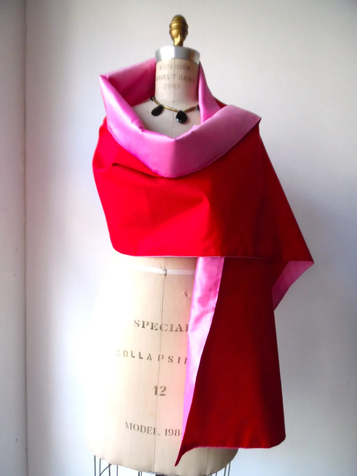 Double Sided Evening Shawl Red Candy Pink