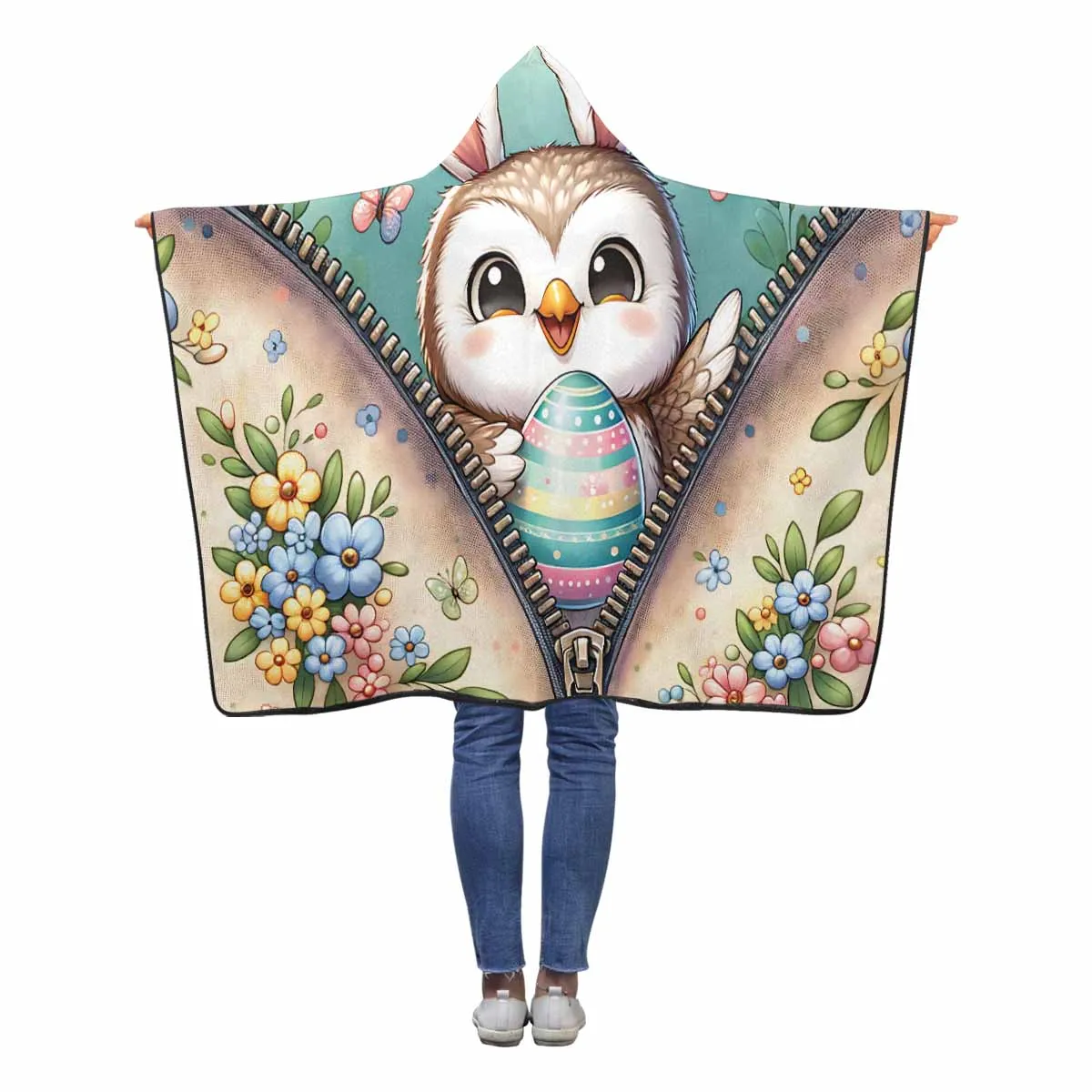 Easter Owl Awd 1302  Hooded Blanket 50"x40"