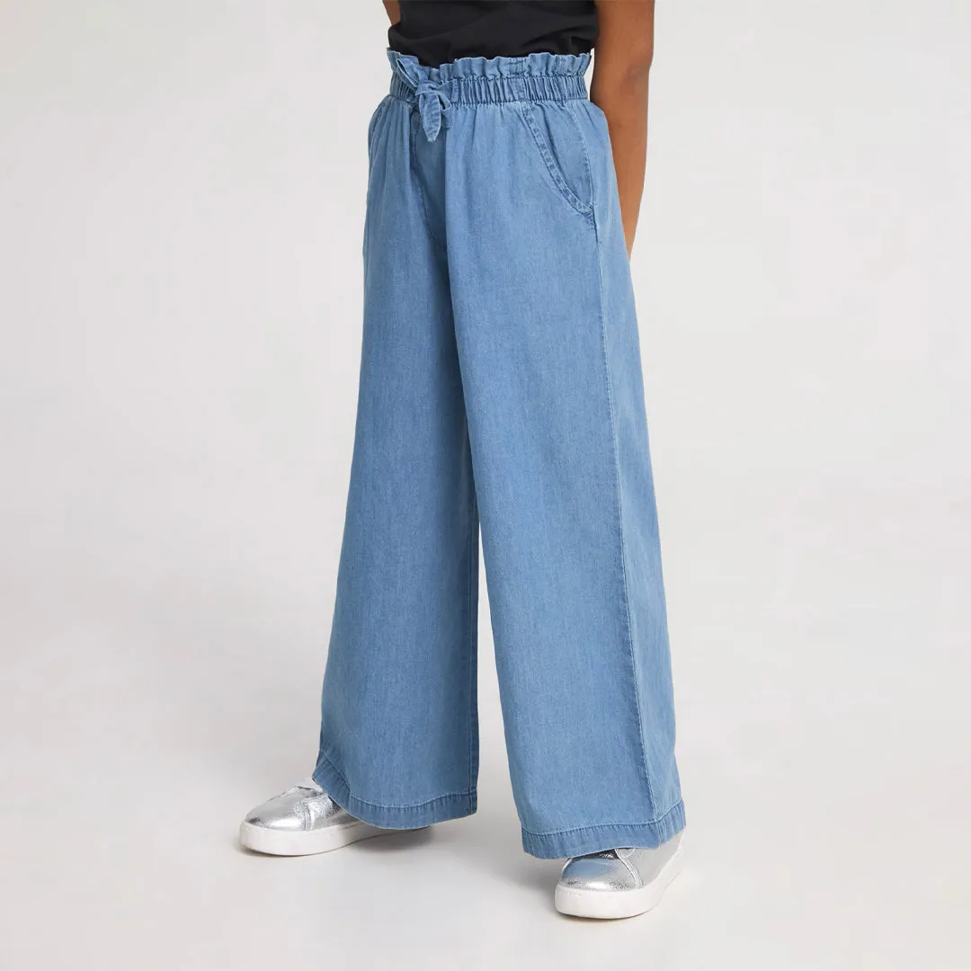 Elastic Waist Wide Leg Jeans