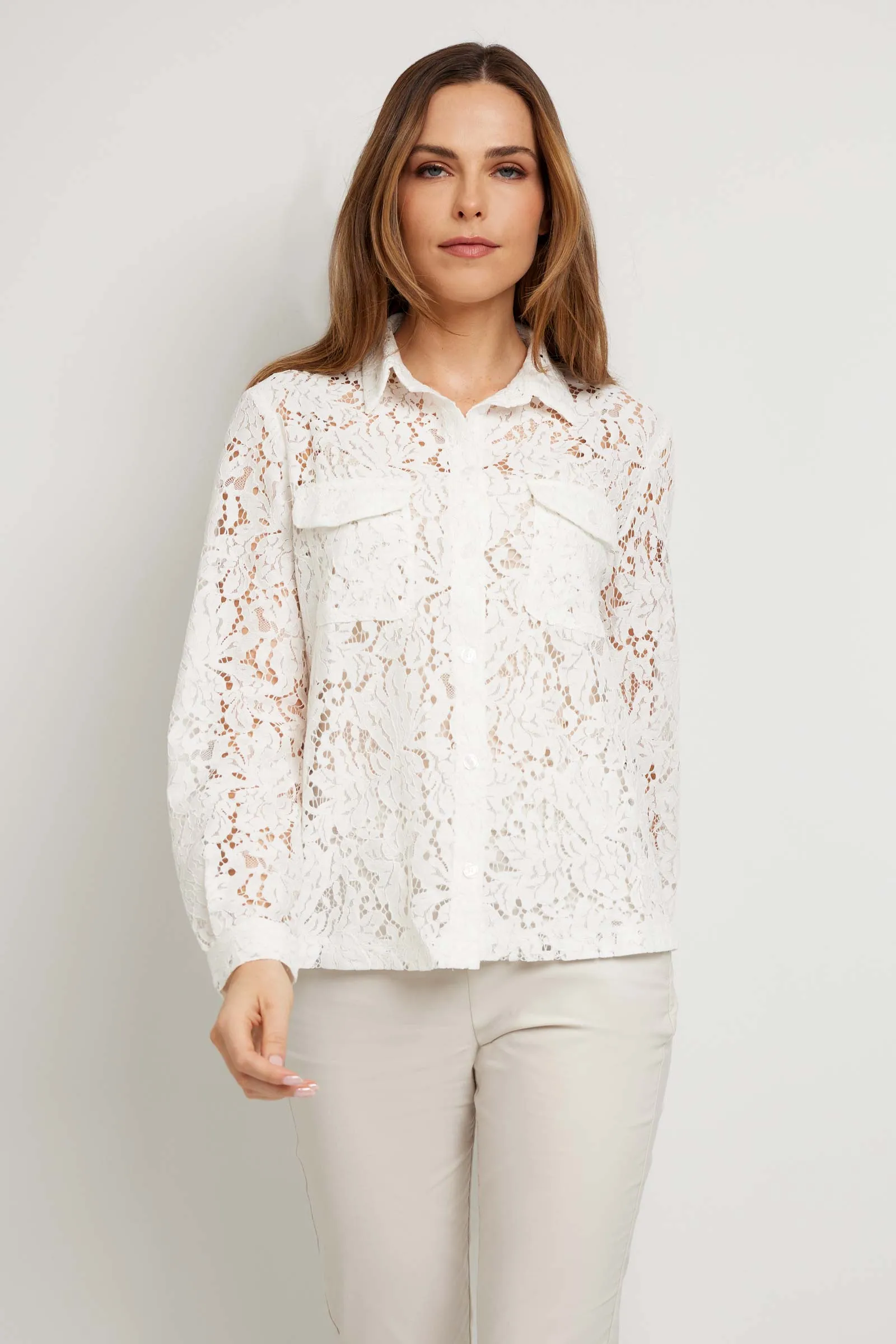 Estella Lace Button Up Top