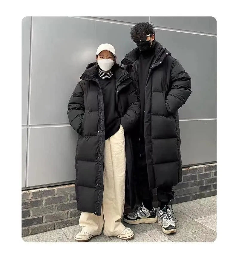 Fashionkova shoes High-End Extended down Jacket Women over the Knee 2024 Thick Loose Couple Men and Women Winter Student Coat