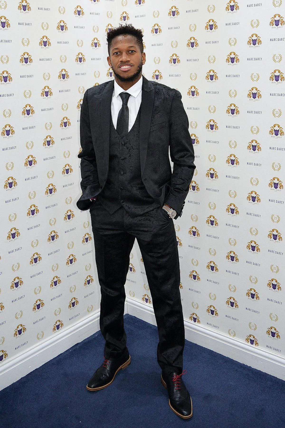 Fenerbahçe And Brazil Midfielder Fred in Simon Black Velvet Suit