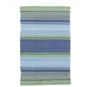 Fiesta Stripe French Blue/Green Indoor/Outdoor Rug