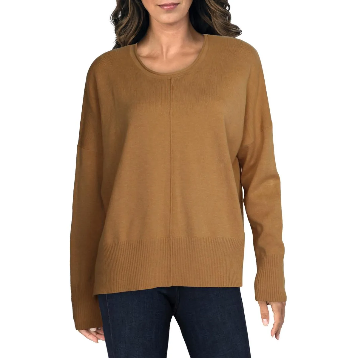 French Connection Womens Della Ribbed Trim Crew Neck Sweater